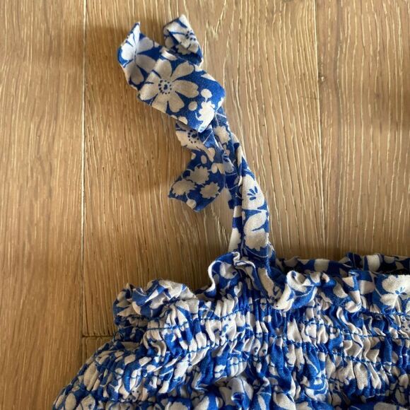 Baby Gap Sundress Royal Blue White Floral Summer Dress Size 0-3 M - Picture 5 of 8